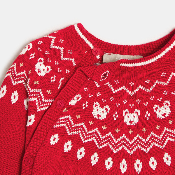 سالوبيت طويل تريكو منسوج أحمر للرضع من الجنسين